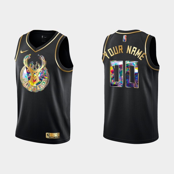 NBA Milwaukee Bucks Trikot Benutzerdefinierte Nike 2021-22 Schwarz Golden Edition 75th Anniversary Diamond Swingman - Herren NBA Milwaukee Bucks Trikot Benutzerdefinierte Nike 2021-22 Schwarz Golden Edition 75th Anniversary Diamond Swingman - Herren